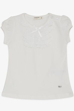 Breeze Kız Bebek Tişört Güpürlü 9 Ay-3 Yaş, Ekru