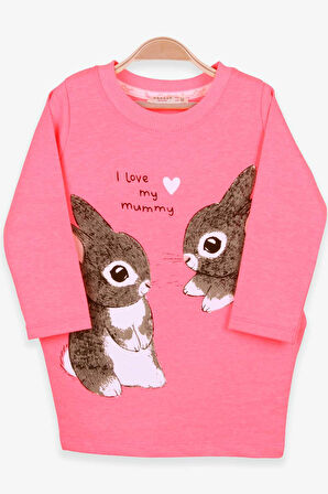 Breeze Kız Çocuk Tunik Tavşan Desenli 1.5-5 Yaş, Neon Pembe