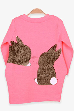 Breeze Kız Çocuk Tunik Tavşan Desenli 1.5-5 Yaş, Neon Pembe