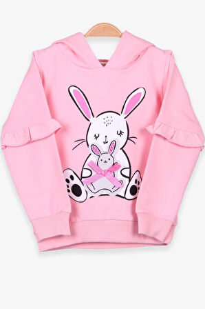 Breeze Kız Çocuk Sweatshirt Tavşan Baskılı 1.5-5 Yaş, Pudra