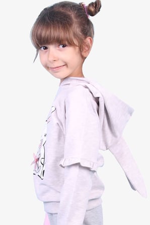 Breeze Kız Çocuk Sweatshirt Tavşan Baskılı 1.5-5 Yaş, Bej Melanj