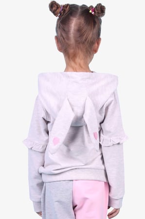 Breeze Kız Çocuk Sweatshirt Tavşan Baskılı 1.5-5 Yaş, Bej Melanj