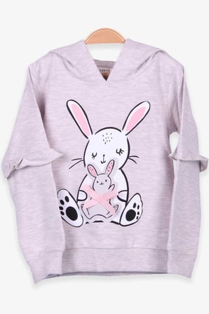 Breeze Kız Çocuk Sweatshirt Tavşan Baskılı 1.5-5 Yaş, Bej Melanj