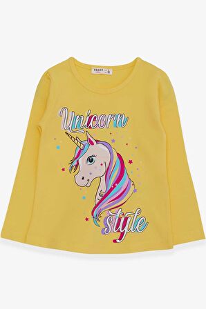 Breeze Kız Çocuk Uzun Kollu Tişört Unicorn 2-6 Yaş, Sarı