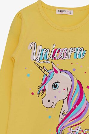 Breeze Kız Çocuk Uzun Kollu Tişört Unicorn 2-6 Yaş, Sarı