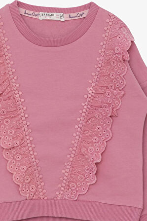 Breeze Kız Çocuk Sweatshirt Güpürlü 1.5-5 Yaş, Gülkurusu