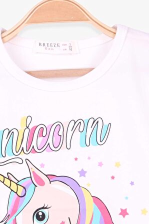 Breeze Kız Çocuk Uzun Kollu Tişört Unicorn 2-6 Yaş, Ekru