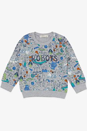 Breeze Erkek Bebek Eşofman Takımı Baskılı Desenli 6 Ay-2 Yaş, Gri