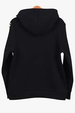 Breeze Erkek Çocuk Sweatshirt Baskılı Kapüşonlu 9-14 Yaş, Siyah