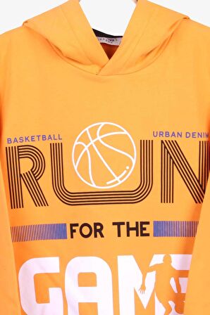 Breeze Erkek Çocuk Sweatshirt Basketbol Temalı 8-14 Yaş, Hardal Sarı