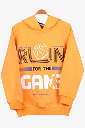 Breeze Erkek Çocuk Sweatshirt Basketbol Temalı 8-14 Yaş, Hardal Sarı