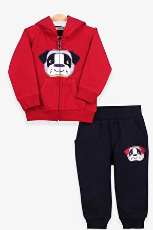 Breeze Erkek Çocuk Eşofman Takımı Köpek Nakışlı 1-4 Yaş, Bordo