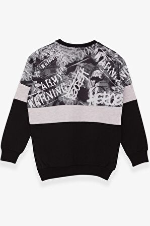 Breeze Erkek Çocuk Sweatshirt Desenli 6-12 Yaş, Siyah