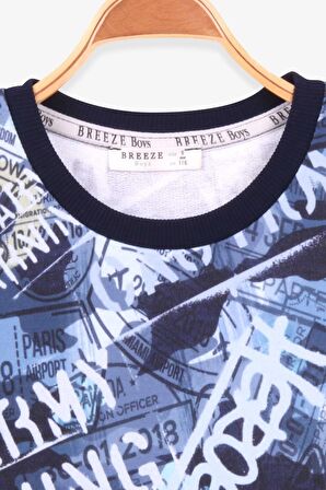 Breeze Erkek Çocuk Sweatshirt Desenli 6-12 Yaş, Lacivert