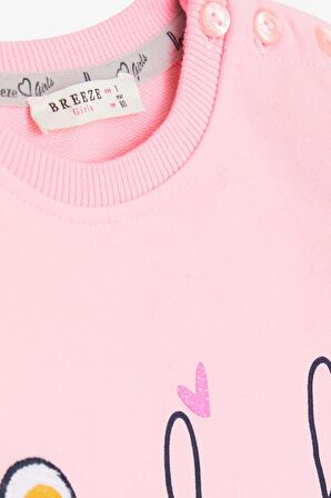 Breeze Kız Çocuk Eşofman Takımı Ayı Nakışlı 1-4 Yaş, Pudra