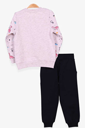 Breeze Erkek Bebek Eşofman Takımı Dinozor Desenli 6 Ay-2 Yaş, Bej Melanj