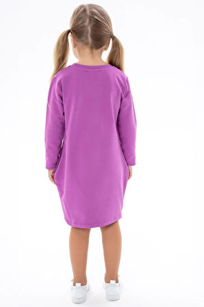Breeze Kız Çocuk Tunik Baskılı Pullu Unicorn 1.5-5 Yaş, Mor