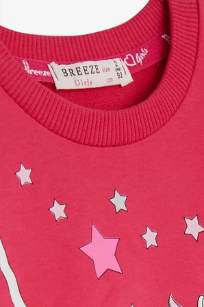 Breeze Kız Çocuk Sweatshirt Unicorn 2-6 Yaş, Fuşya