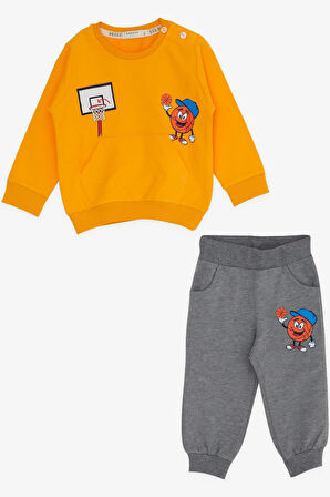 Breeze Erkek Bebek Eşofman Takımı Baskılı 9 Ay-3 Yaş, Sarı