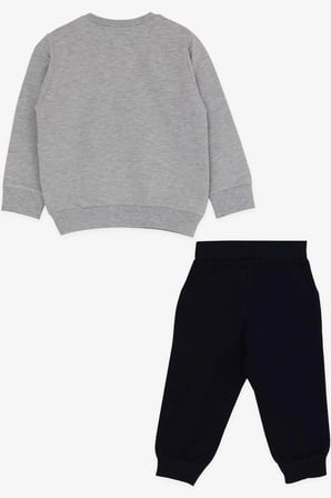 Breeze Erkek Bebek Eşofman Takımı Baskılı 9 Ay-3 Yaş, Gri Melanj