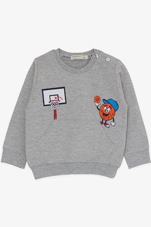 Breeze Erkek Bebek Eşofman Takımı Baskılı 9 Ay-3 Yaş, Gri Melanj
