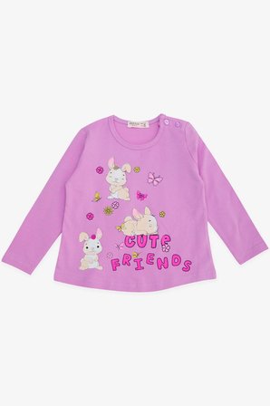 Breeze Kız Bebek Taytlı Takım Tavşan Baskılı 9 Ay-3 Yaş, Lila