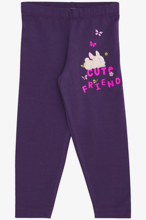 Breeze Kız Bebek Taytlı Takım Tavşan Baskılı 9 Ay-3 Yaş, Lila