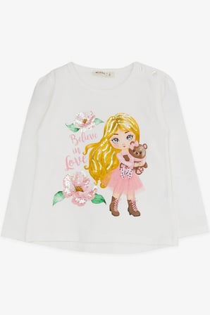 Breeze Kız Çocuk Taytlı Takım Baskılı Pullu 1.5-5 Yaş, Beyaz