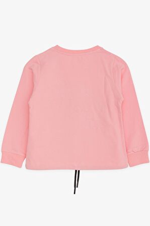 Breeze Kız Çocuk Sweatshirt İncili Taşlı Beli Bağcıklı 6-12 Yaş, Pudra