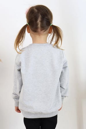 Breeze Kız Çocuk Sweatshirt Baskılı Pullu Unicorn 2-6 Yaş, Gri Melanj
