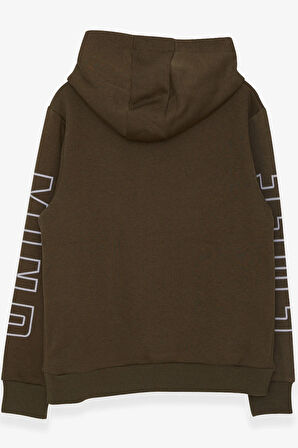 Breeze Erkek Çocuk Yazı Baskılı Sweatshirt 9-16 Yaş, Haki Yeşil
