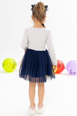 Breeze Kız Çocuk Elbise Unicorn Baskılı 1.5-5 Yaş, Bej Melanj