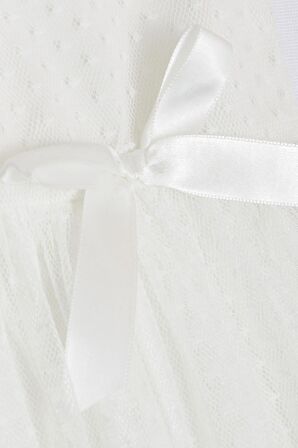 Breeze Kız Çocuk Elbise Fiyonklu Tüllü 3-8 Yaş, Ekru