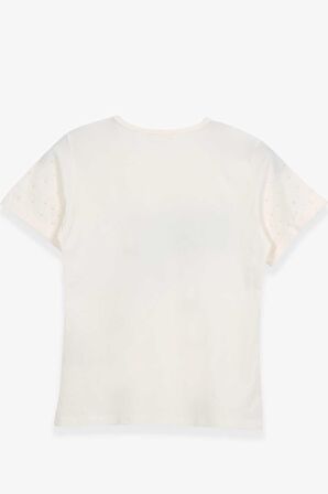 Breeze Kız Çocuk Tişört Yazı Baskılı 9-16 Yaş, Ekru