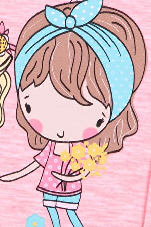 Breeze Kız Çocuk Uzun Kollu Tişört Kız Çocuk Baskılı 1-4 Yaş, Somon Melanj