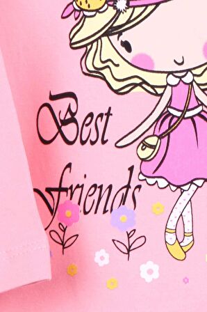 Breeze Kız Çocuk Uzun Kollu Tişört Kız Çocuk Baskılı 1-4 Yaş, Pudra