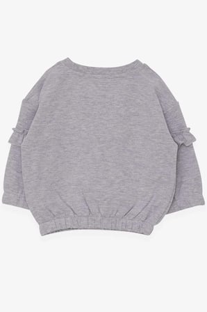 Breeze Kız Çocuk Sweatshirt Okul Temalı 1-4 Yaş, Gri Melanj