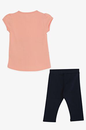 Breeze Kız Çocuk Kapri Taytlı Takım Elma Desenli 1-4 Yaş, Somon
