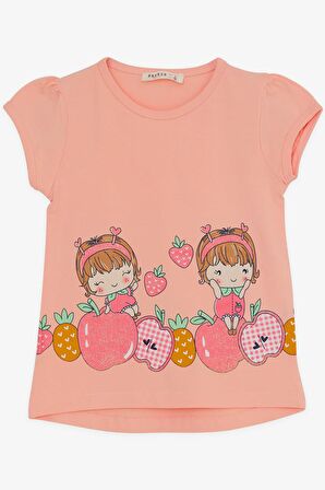 Breeze Kız Çocuk Kapri Taytlı Takım Elma Desenli 1-4 Yaş, Somon