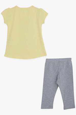 Breeze Kız Çocuk Taytlı Takım Pullu Kız Baskılı 3-8 Yaş, Sarı