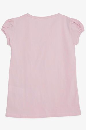Breeze Kız Çocuk Tişört Güpürlü 4-8 Yaş, Pudra