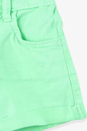 Breeze Kız Çocuk Gabardin Şort Bileklikli 3-8 Yaş, Neon Yeşil