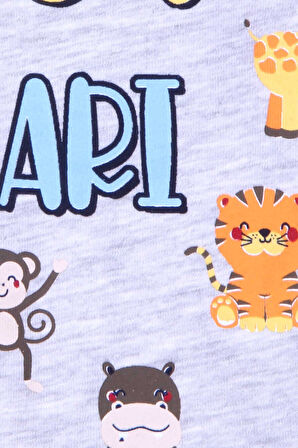Breeze Erkek Çocuk Şortlu Takım Safari Baskılı 1-4 Yaş, Açık Gri Melanj