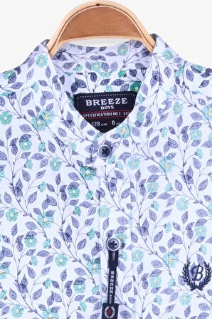 Breeze Erkek Çocuk Gömlek Çiçek Desenli 8-14 Yaş, Beyaz