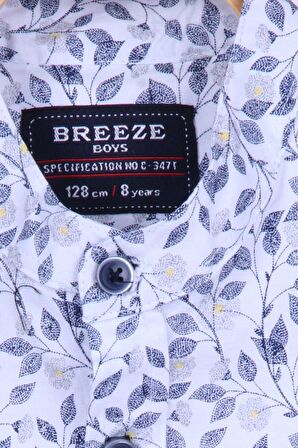 Breeze Erkek Çocuk Gömlek Çiçek Desenli 8-14 Yaş, Beyaz