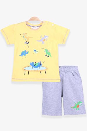 Breeze Erkek Çocuk Şortlu Takım Dinozor Baskılı 1.5-5 Yaş, Sarı