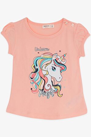Breeze Kız Çocuk Kapri Taytlı Takım Unicorn 2-6 Yaş, Somon