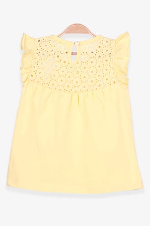 Breeze Kız Çocuk Tişört Dantelli 4-8 Yaş, Sarı