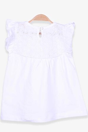 Breeze Kız Çocuk Tişört Dantelli 4-8 Yaş, Ekru