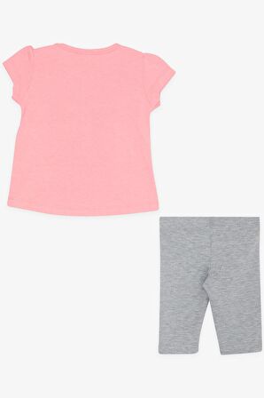 Breeze Kız Çocuk Kapri Tayt Takım Baskılı 1-4 Yaş, Neon Pembe